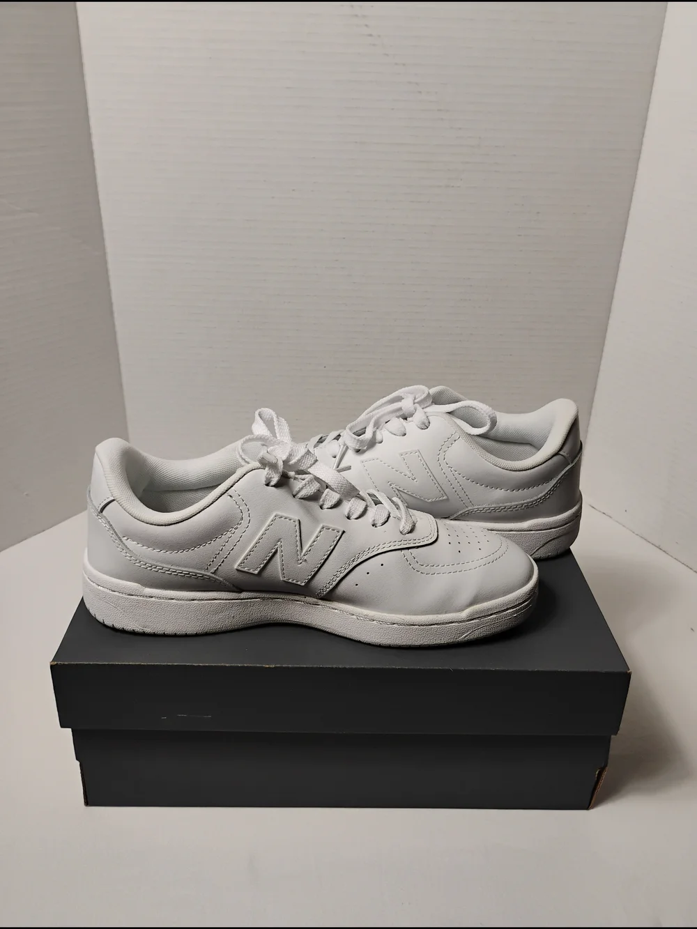 New Balance White Leather Low-Top Sneakers